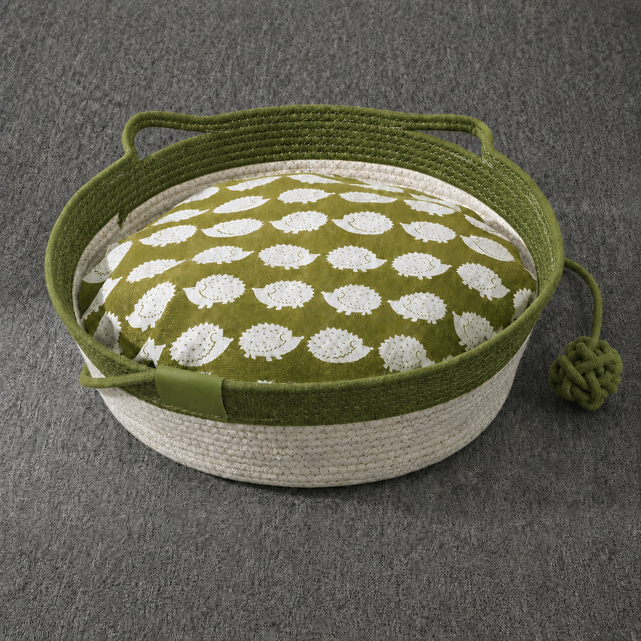 Woven Cotton Rope Cat Bed with Teaser Ball