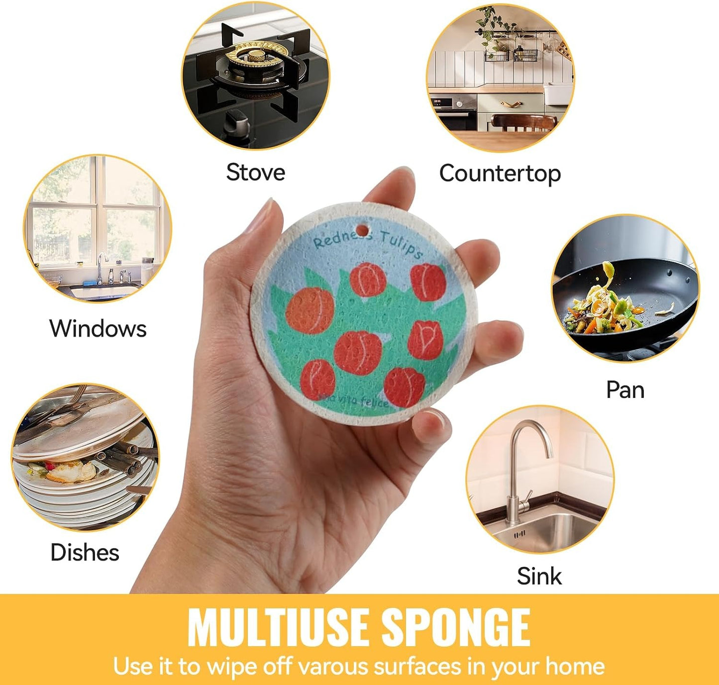 đ„LAST DAY -BUY 4 GET 8 FREE-$2.5 EACHđKitchen cleaning sponge,Wood pulp sponge,Random patterns