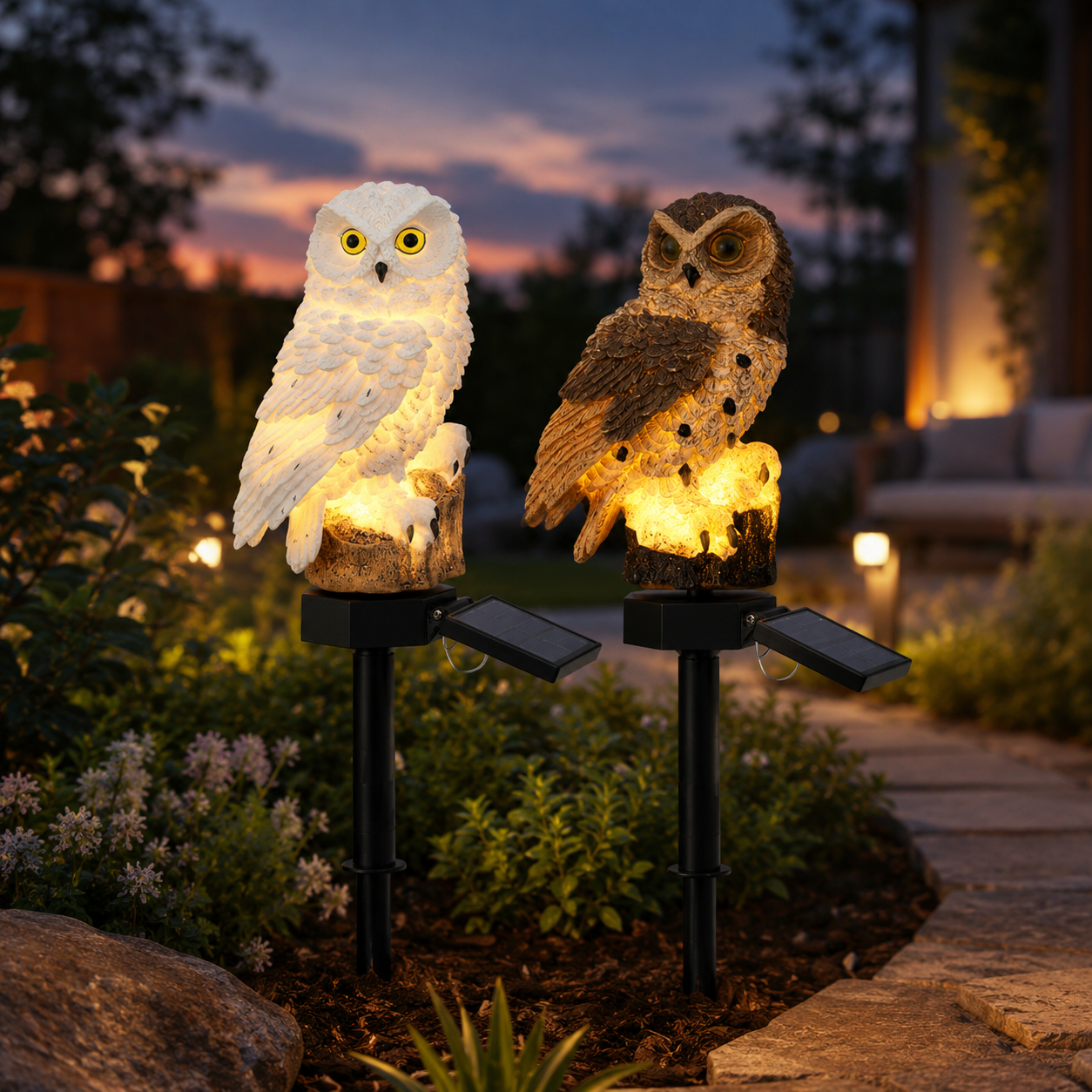 🔥LAST DAY -BUY 1 GET 1 FREE-$19.99 EACH🎁Waterproof Solar Owl Light – LED Pathway Light for Lawn, Garden & Outdoor Decor