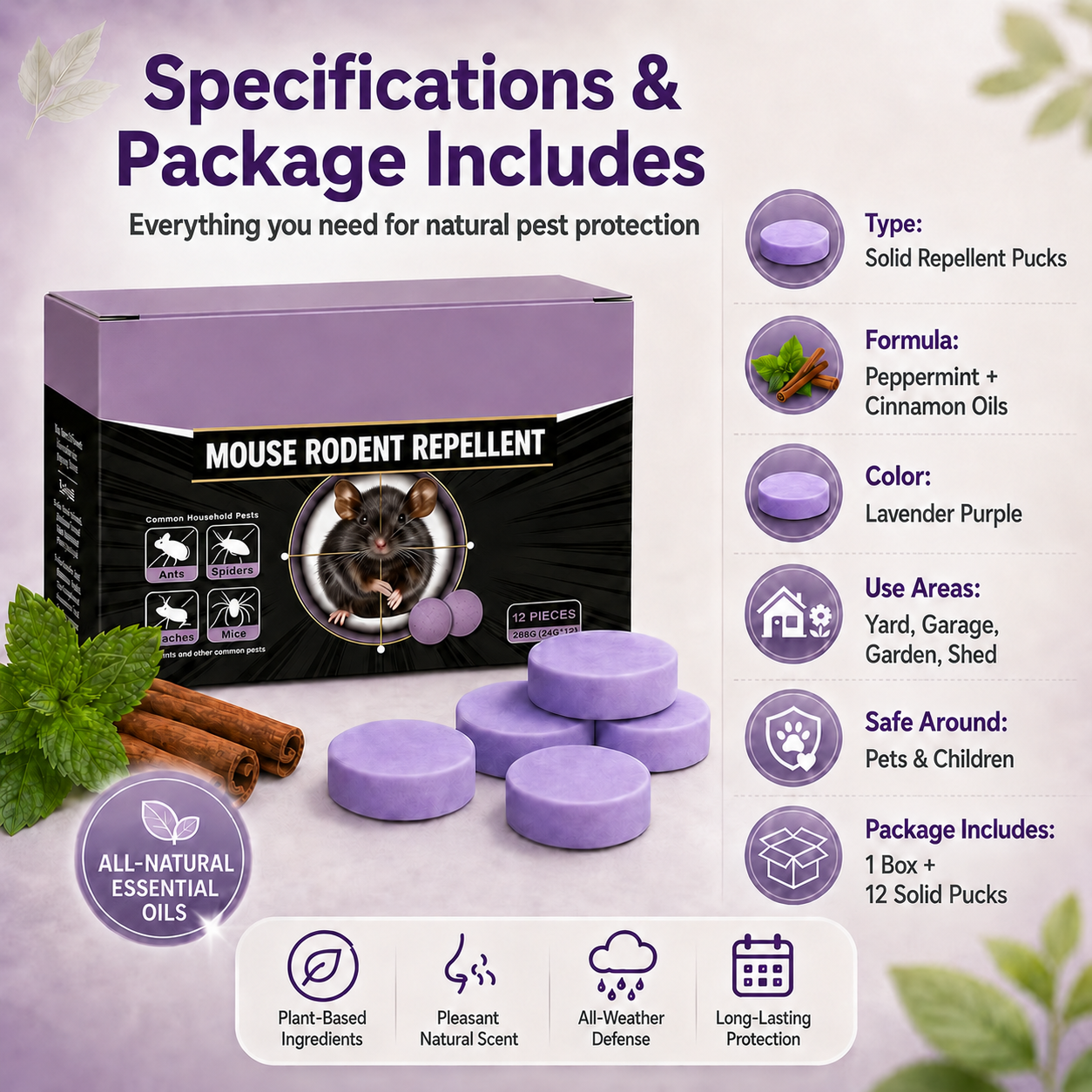 🔥🔥 Repel Mice Naturally - Up to 49% OFF Today Only!🐭 All-Natural Peppermint & Cinnamon Pest & Rodent Repellent Pucks