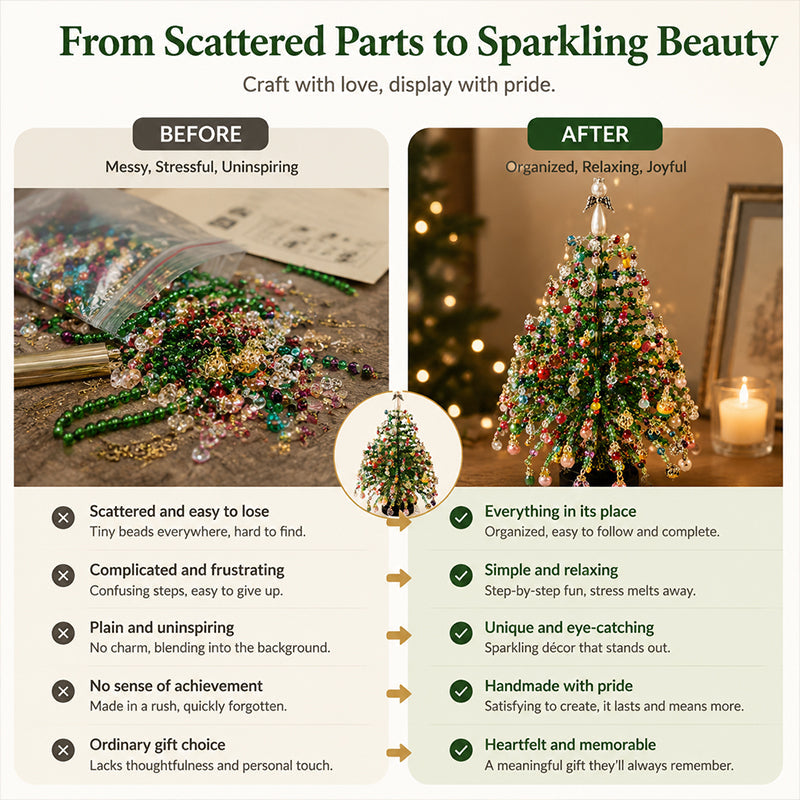 🎄✨ DIY Beaded Christmas Tree Kit– 🎅Create your own sparkling Christmas decorations