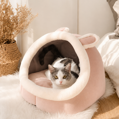 Cozy Cat Cave Bed with Hanging Ball