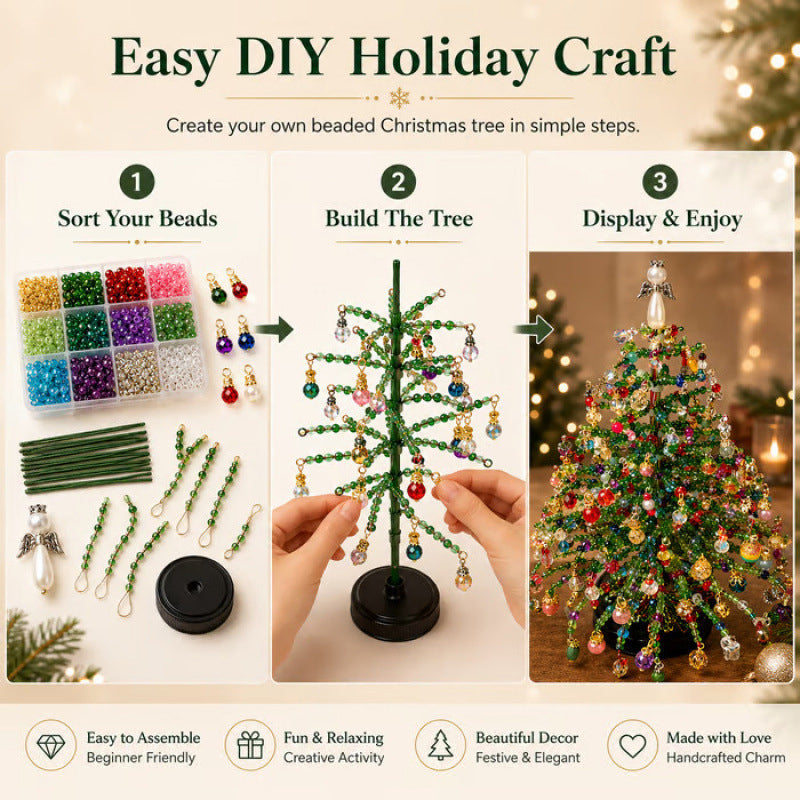 🎄✨ DIY Beaded Christmas Tree Kit– 🎅Create your own sparkling Christmas decorations