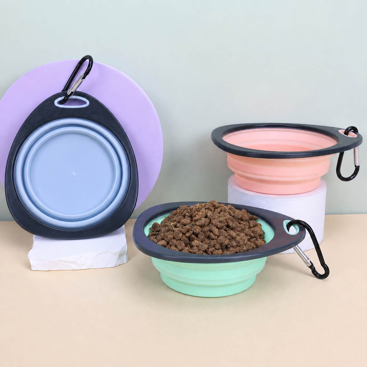 Collapsible Pet Travel Bowl with Carabiner