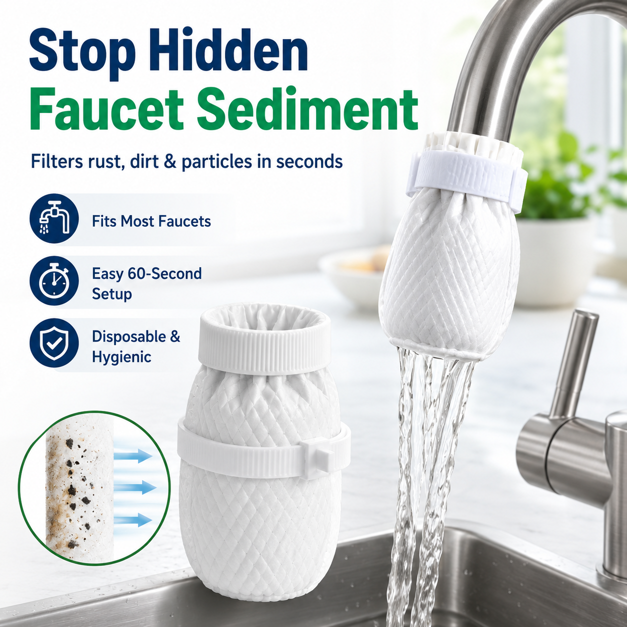 🔥LAST DAY -BUY 2 GET 2 FREE-$8.24 EACH🎁Faucet Water Filter Pads Set with Cable Ties
