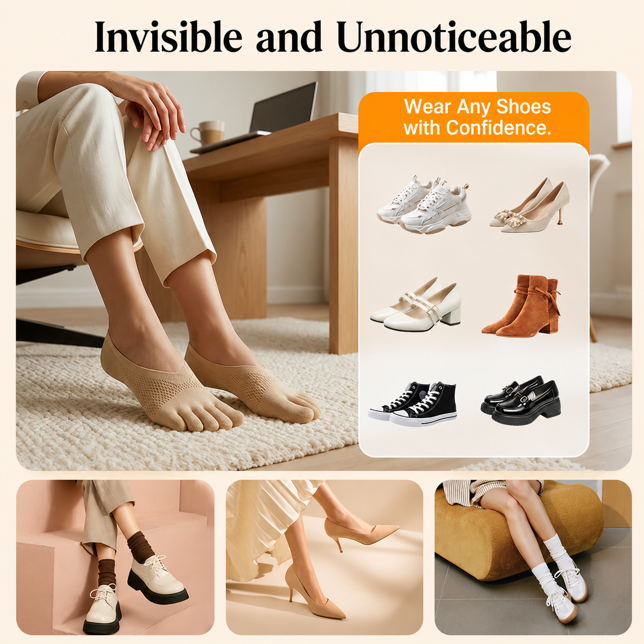 🔥LAST DAY -BUY 1 GET 1 FREE-Up to 49% OFF Today Only!🎁Unisex Invisible Shaping Five-Toe Socks