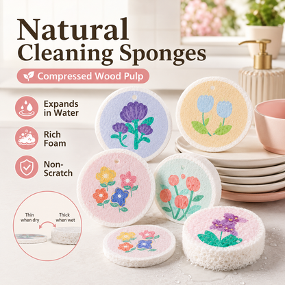 🔥LAST DAY -BUY 4 GET 8 FREE-$2.5 EACH🎁Kitchen cleaning sponge,Wood pulp sponge,Random patterns