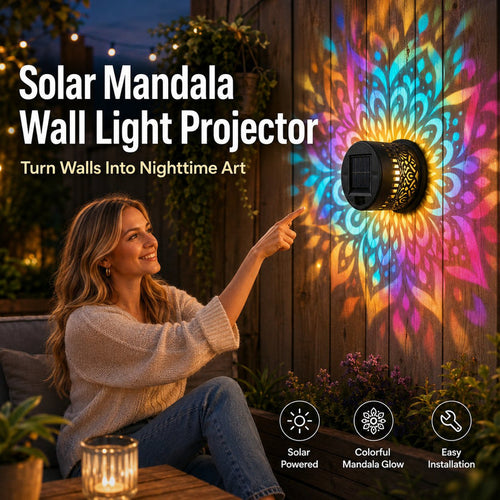 🔥LAST DAY -BUY 1 GET 1 FREE-$14.99 EACH🎁 Solar Mandala Wall Light🥇- Waterproof Outdoor Garden Fence Projector Lamp with Magical Ambient Glow🪐🌌