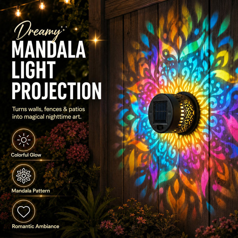 🔥LAST DAY -BUY 1 GET 1 FREE-$14.99 EACH🎁 Solar Mandala Wall Light🥇- Waterproof Outdoor Garden Fence Projector Lamp with Magical Ambient Glow🪐🌌