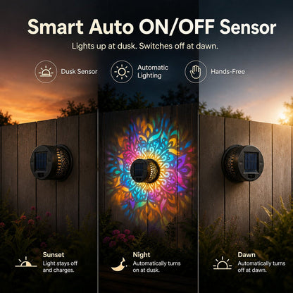 🔥LAST DAY -BUY 1 GET 1 FREE-$14.99 EACH🎁 Solar Mandala Wall Light🥇- Waterproof Outdoor Garden Fence Projector Lamp with Magical Ambient Glow🪐🌌