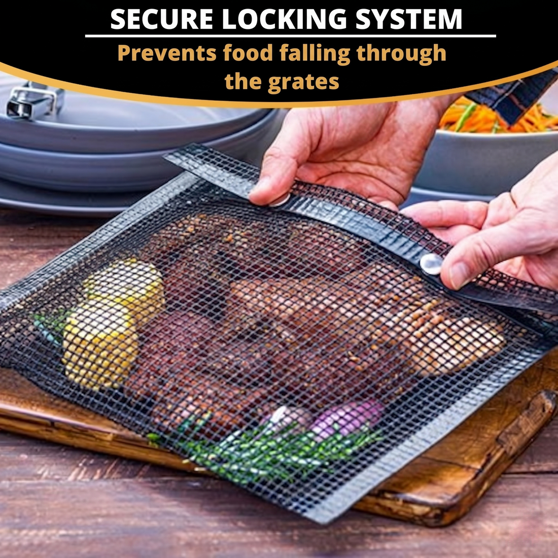 Reusable non-stick barbecue mesh bag for outdoor grilling