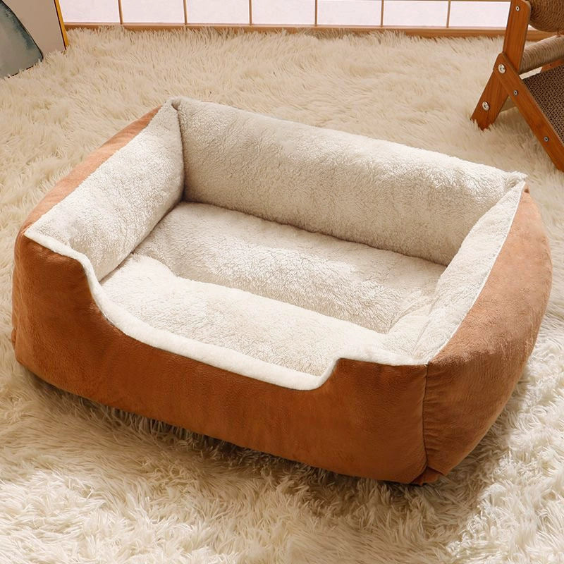 Cozy Square Plush Pet Bed for Cats & Dogs