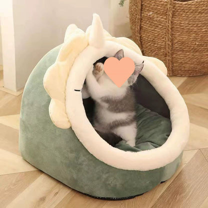 Cozy Cat Cave Bed with Hanging Ball