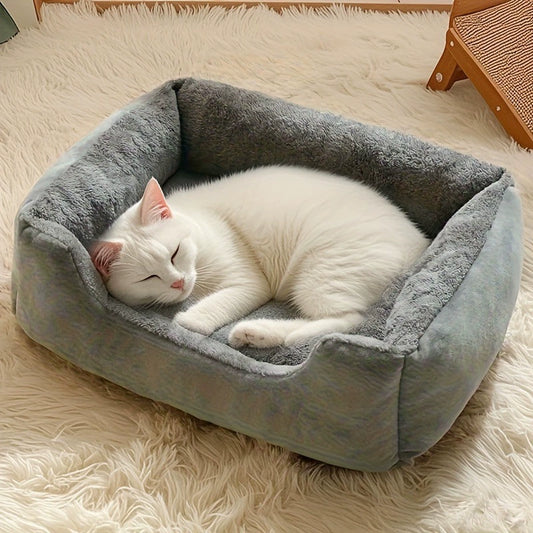 Cozy Square Plush Pet Bed for Cats & Dogs
