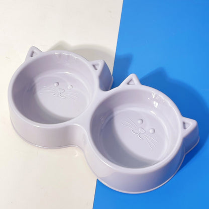 Cute Cat Face Double Pet Bowl