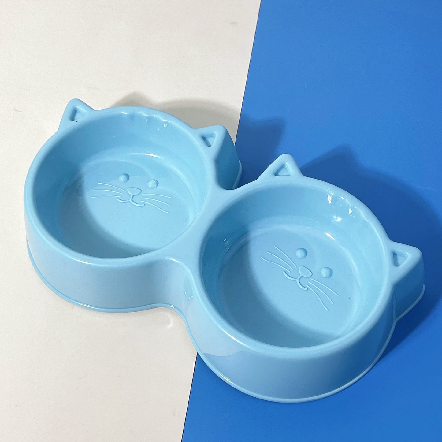 Cute Cat Face Double Pet Bowl