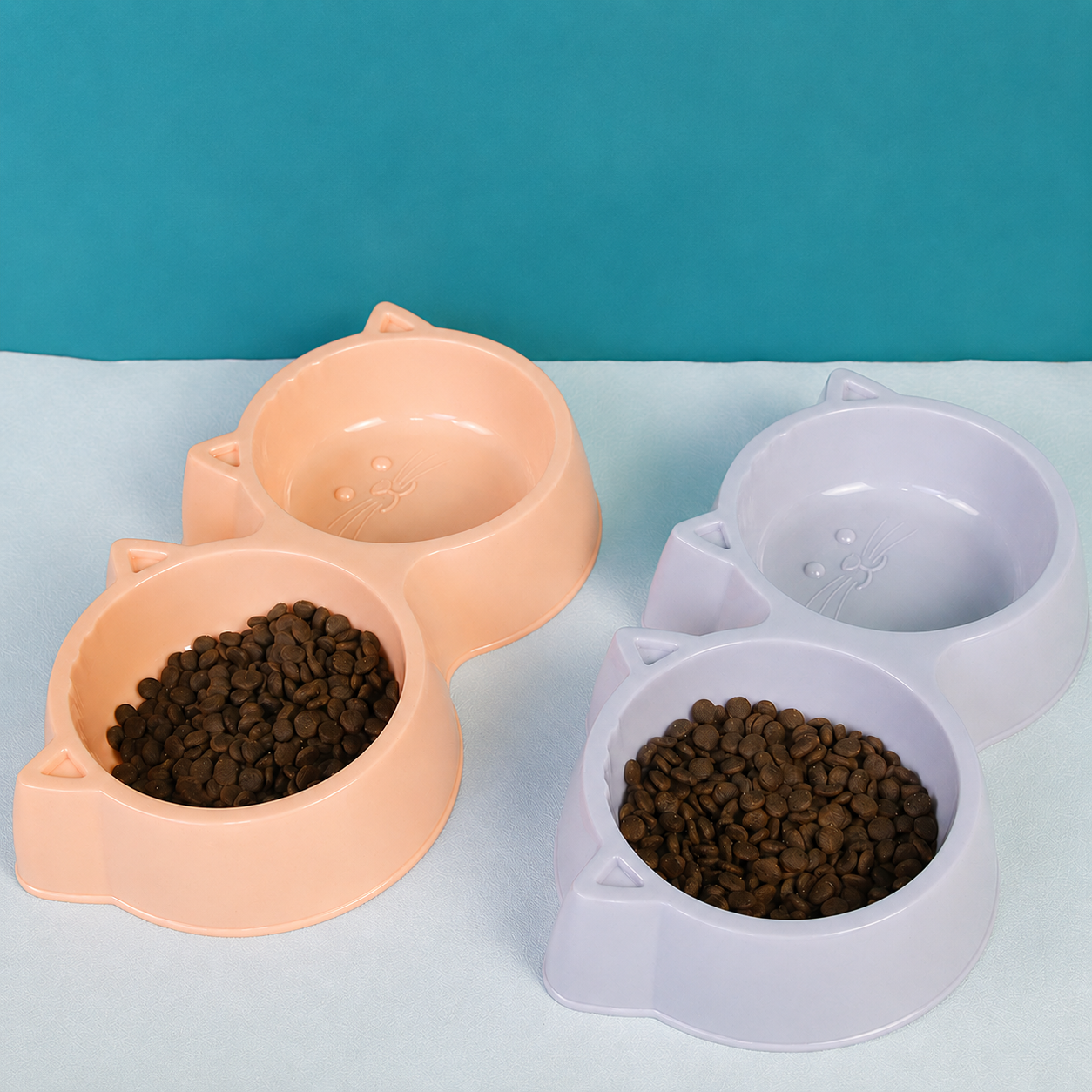 Cute Double Cat Food & Water Bowl