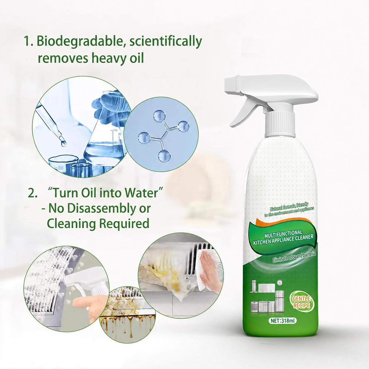 🔥🔥 Melt Tough Grease Instantly -49% OFF Today only!🧼Heavy-Duty Kitchen Oil Stain Cleaner & Degreaser - Dual-Effect Foam Spray