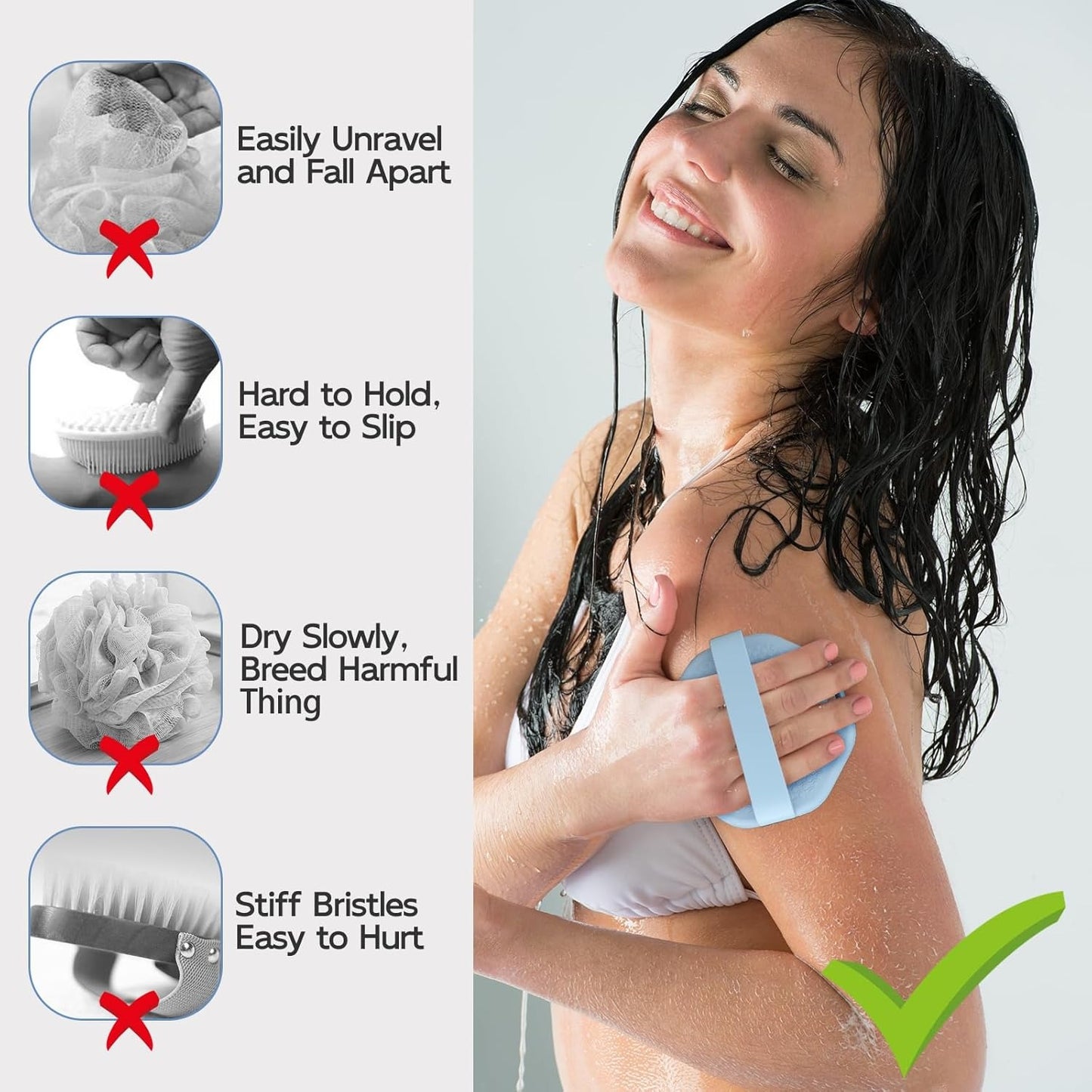🔥Last day Buy 1 get 1 free—$12.49 each🌊 FOUARNNVAEILL™ Antibacterial Eco-Friendly Silicone Body Scrubber