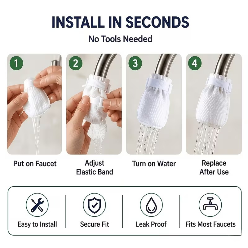 🔥LAST DAY -BUY 2 GET 2 FREE-$8.24 EACH🎁Faucet Water Filter Pads Set with Cable Ties