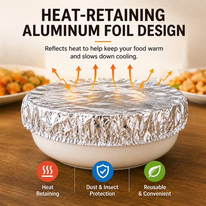 🔥Last Day Buy 1 get 2 free- $11.66 EACH🎁FOUARNNVAEILL™ Reusable Heat-Locking Aluminum Foil Food Cover(50PCS)