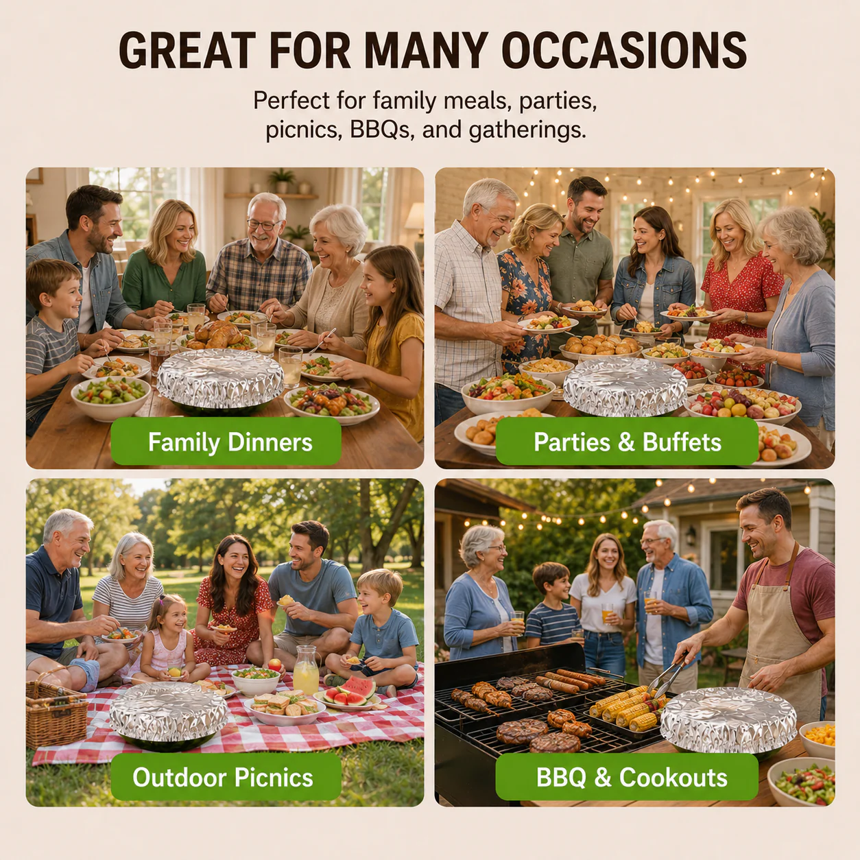 🔥Last Day Buy 1 get 2 free- $11.66 EACH🎁FOUARNNVAEILL™ Reusable Heat-Locking Aluminum Foil Food Cover(50PCS)