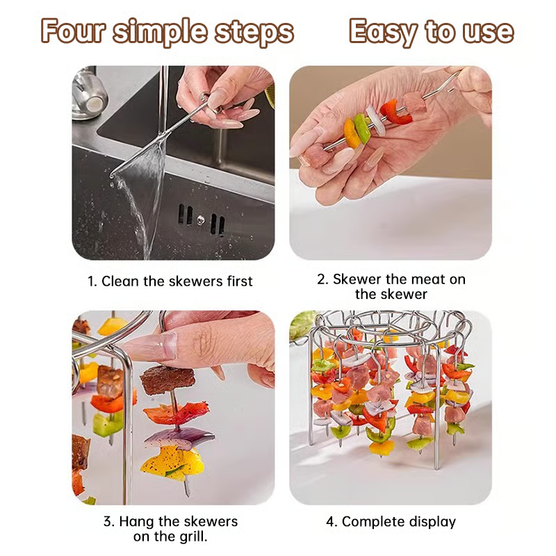 🔥🔥LAST DAY -BUY 18 GET 18 FREE-$0.92 EACH🎁No More Turning! Perfectly Crispy Air Fryer Skewers in One Go