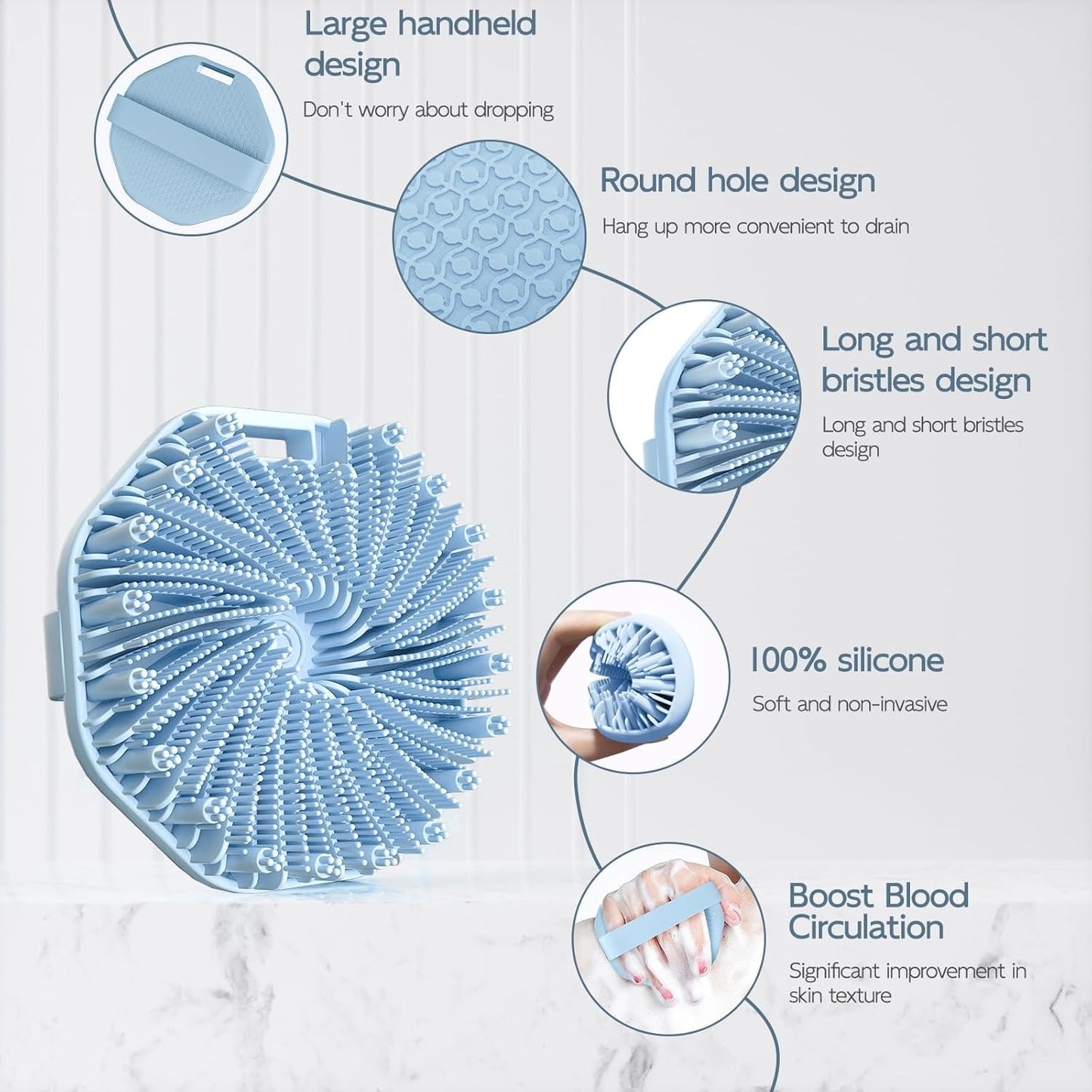 🔥Last day Buy 1 get 1 free—$12.49 each🌊 FOUARNNVAEILL™ Antibacterial Eco-Friendly Silicone Body Scrubber